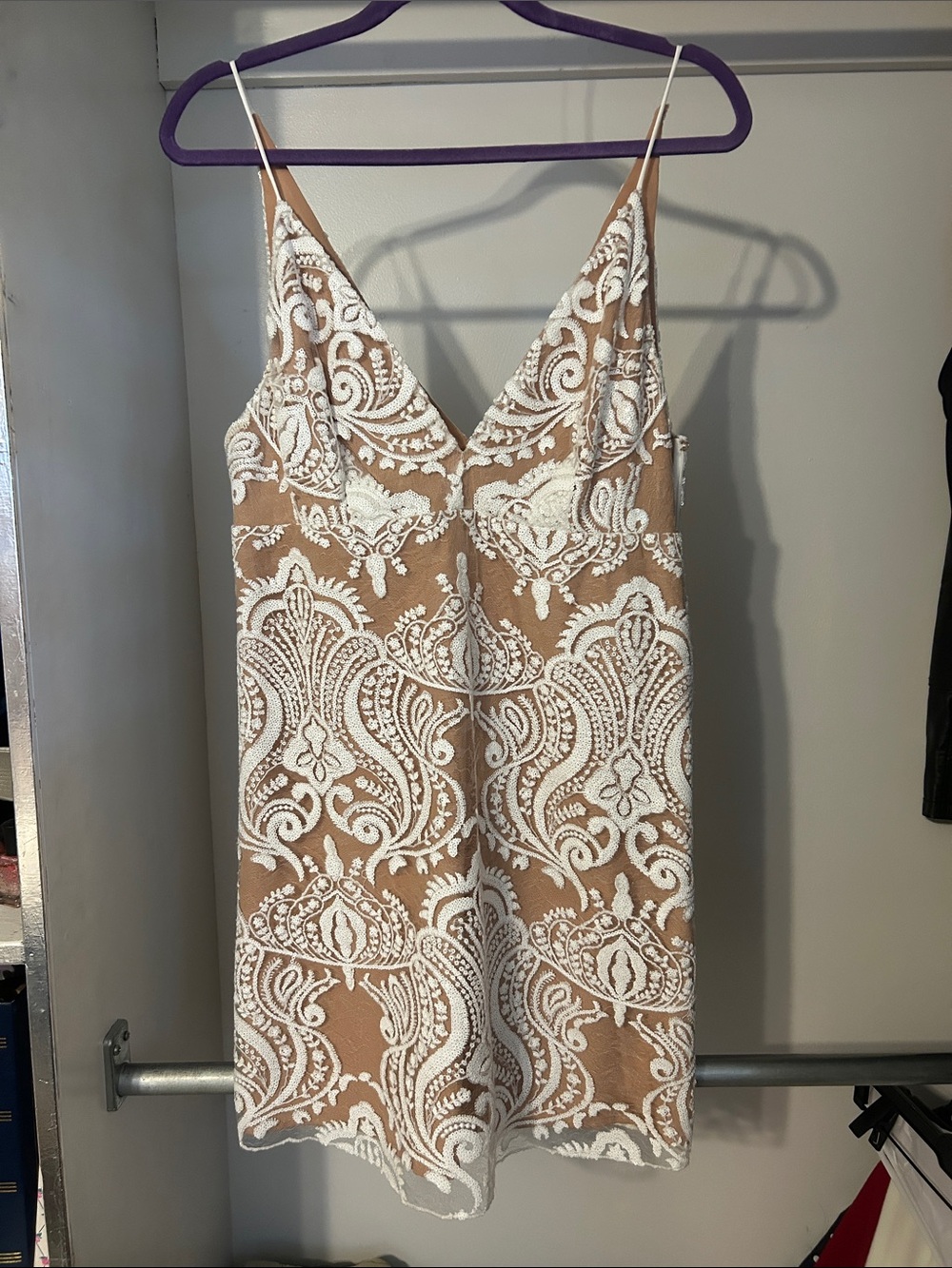 Free people sequin lace Vneck dress size 12